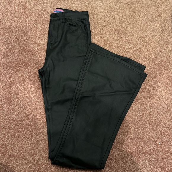 Edikted Luna Faux Leather Flare Jeans - Picture 2 of 4